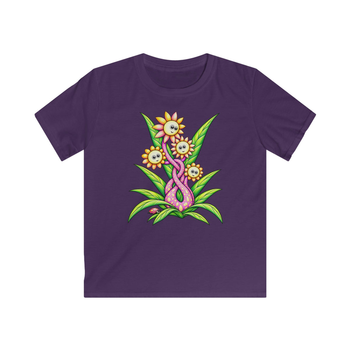 Whimsical Flower Friends Kids T-Shirt