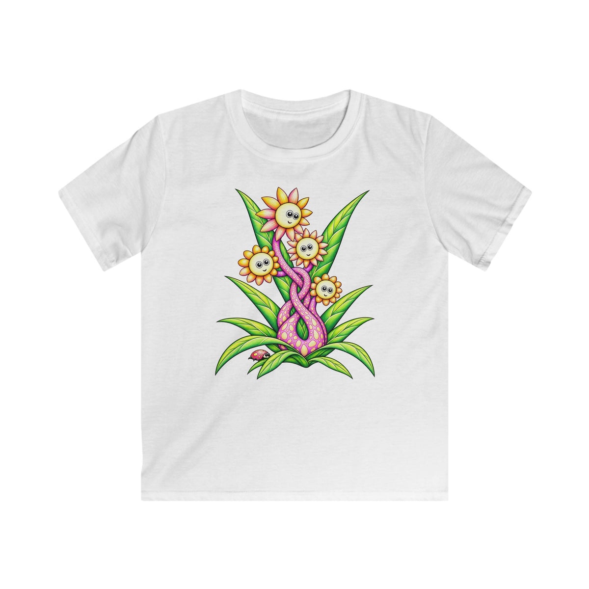 Whimsical Flower Friends Kids T-Shirt