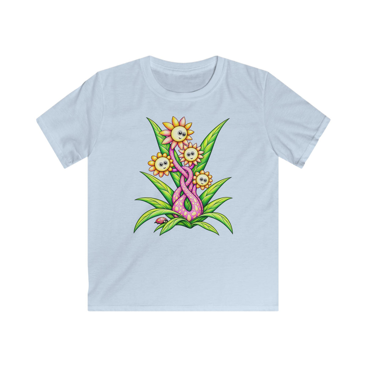 Whimsical Flower Friends Kids T-Shirt