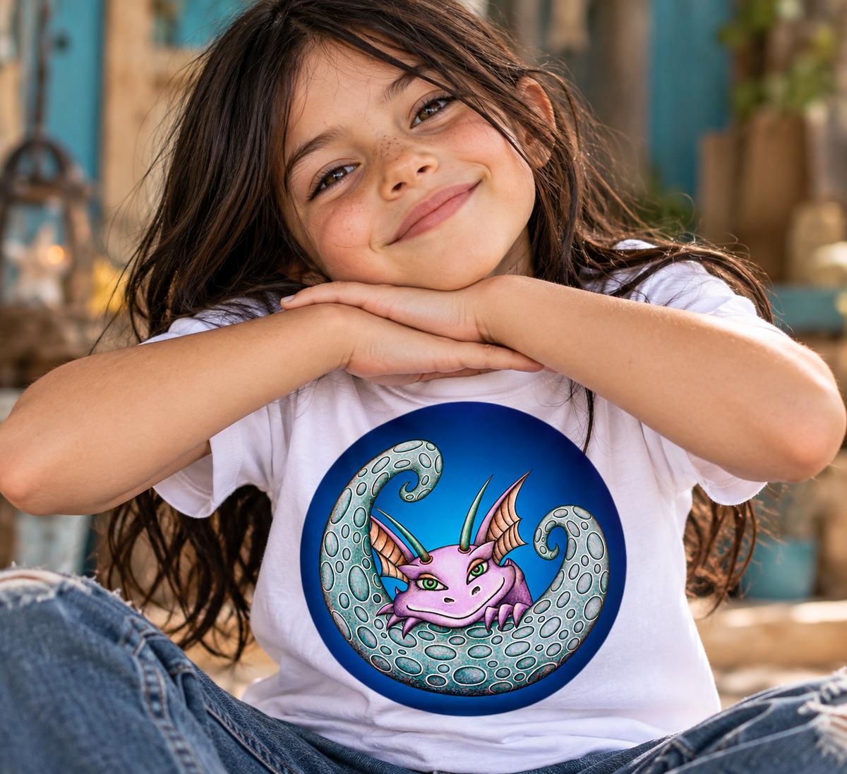 Happy Dragon Moon Kids T-Shirt